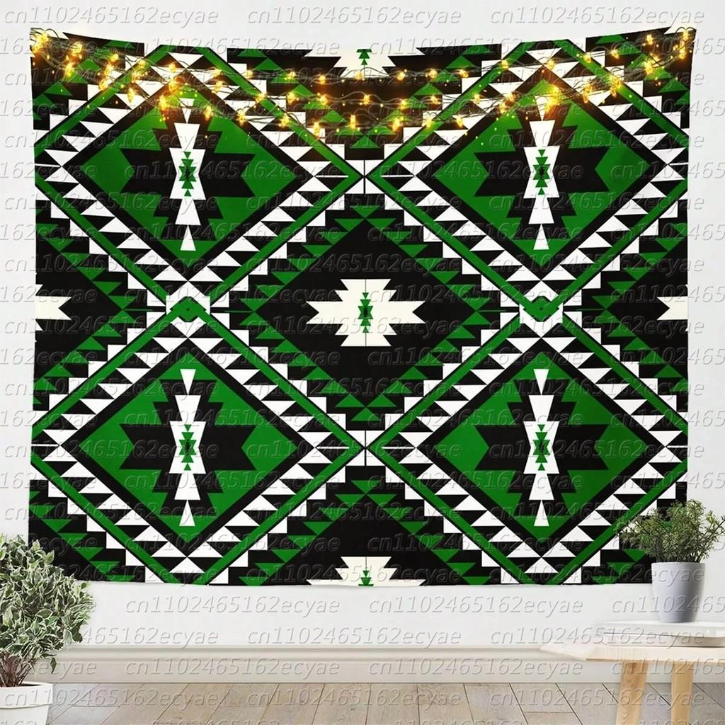 Rustic Western Tapestry Boho Tapestries Southwestern Bohemian Tapestry Wall Hanging For Bedroom Green Black White Wall