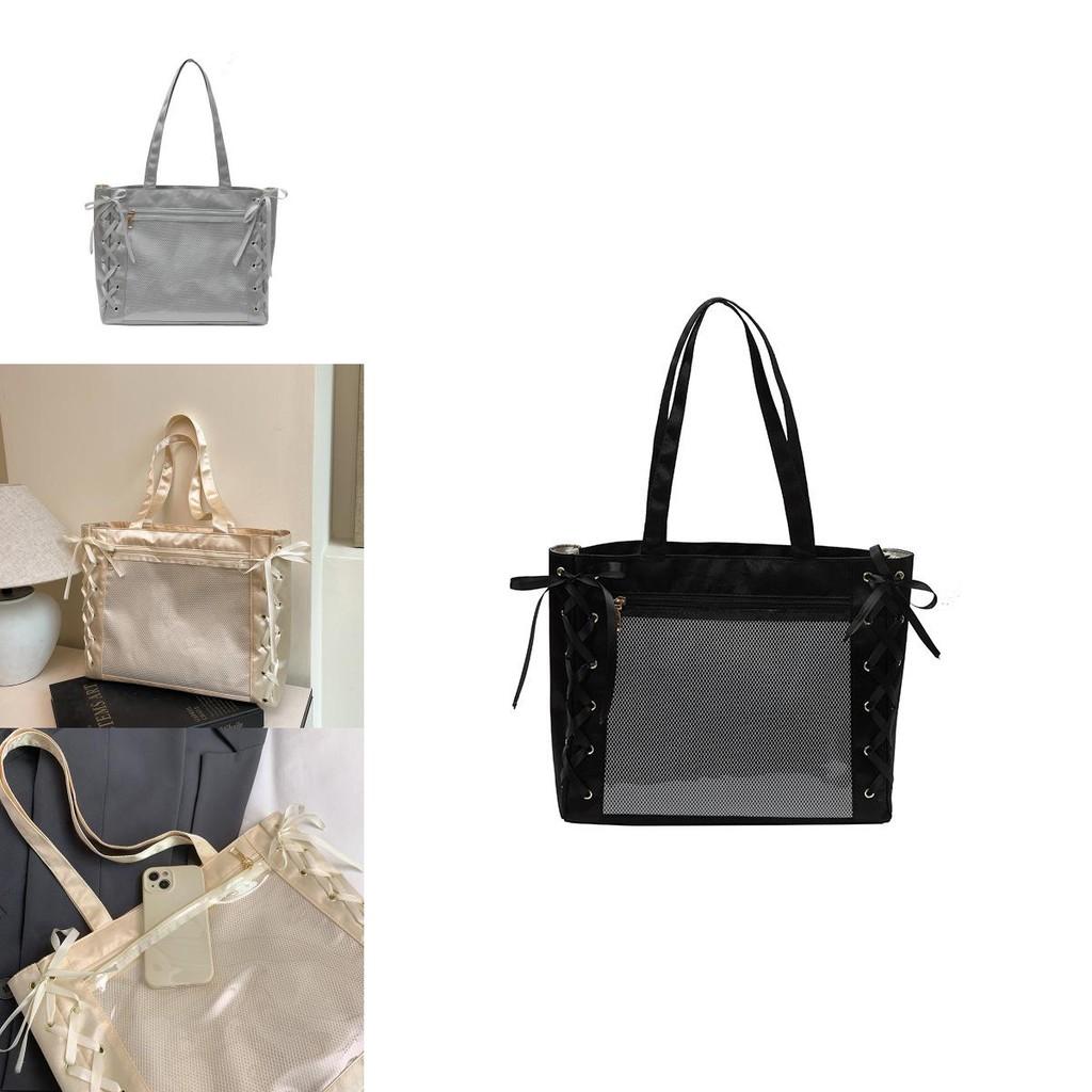 Bag With Bow Ribbon Nylon Large Capacity For Daily Use