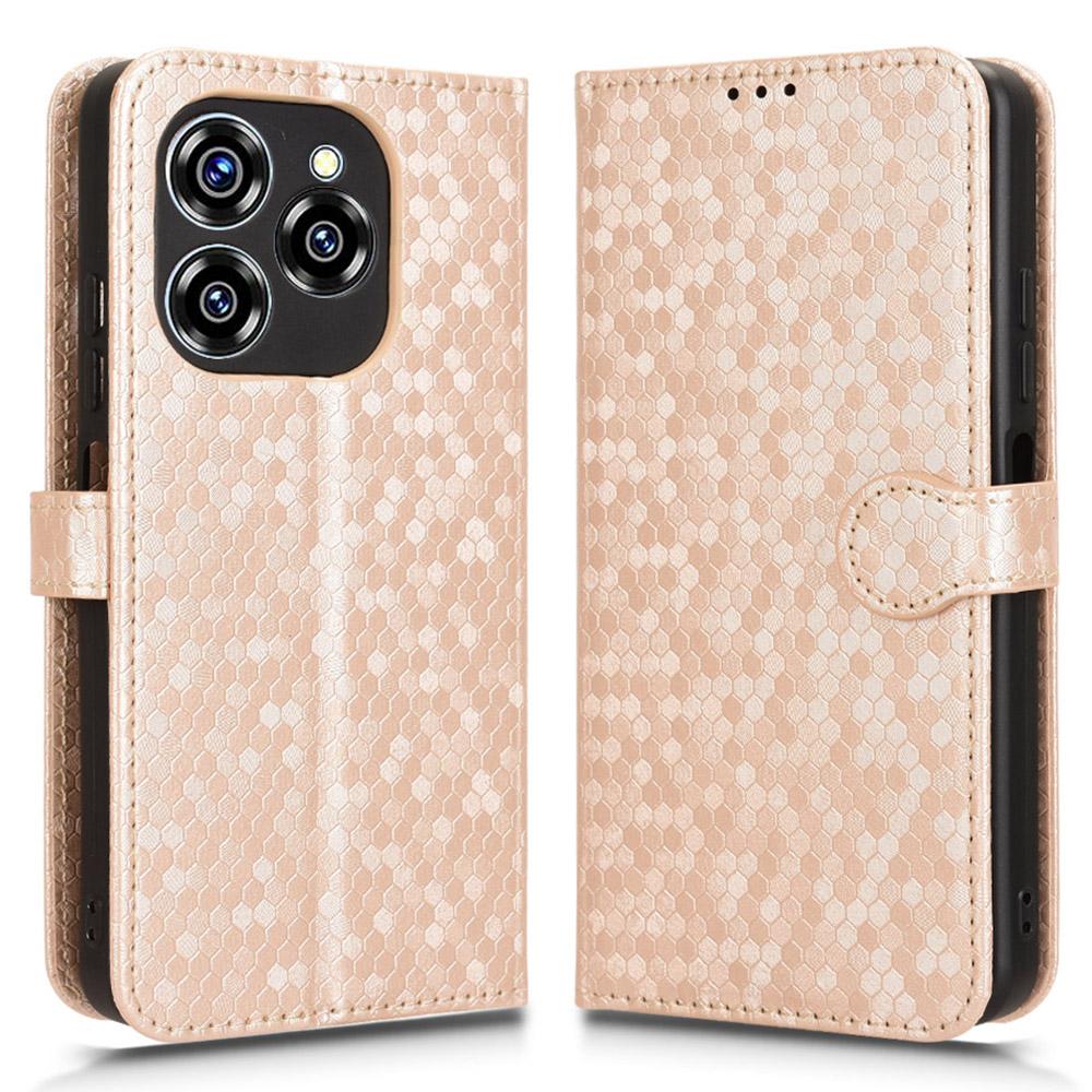 For Oukitel C50 Wallet Case Dot Pattern Imprint PU Leather Phone Cover