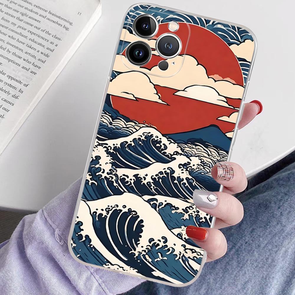 Kanagawa Great Wave Anime Phone Case For IPhone 16 15 14 13 12 Mini 11 Pro XS Max X XR SE 6 7 8 Plus Soft Silicone Cover