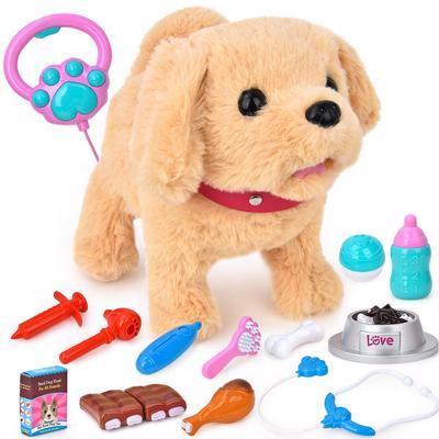 JoyGrow Låtsaslekset, Gå med din hund, Rörlig plyschleksak med ljud, Robot Hund, Husdjursvårdskit, Läkare Leksak, Matning, Pedagogisk Leksak,