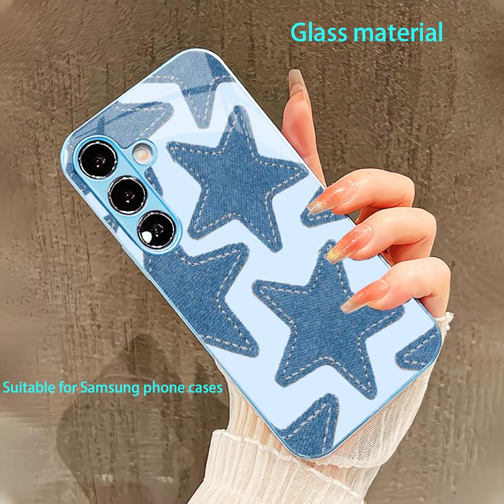 Attractive Blue Star PhoneCase for Samsung Galaxy S26 S25 S24 S23 S22 FE Ultra Plus Built-in glass feel bare machine Men women