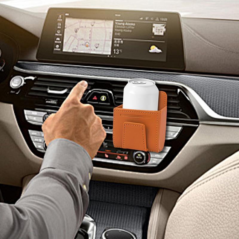 Car Air Vent Storage Bag PU Leather Sunglass Case Multifunctional Storage Container For Keys Cell Phone And Glasses