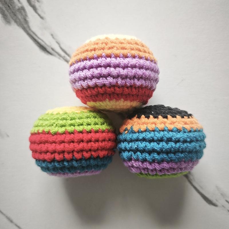 Handmade Knitted Hacky Sack, Upgraded Crochet Footbag Juggling Balls, Geometric Pattern for Adults Beginners