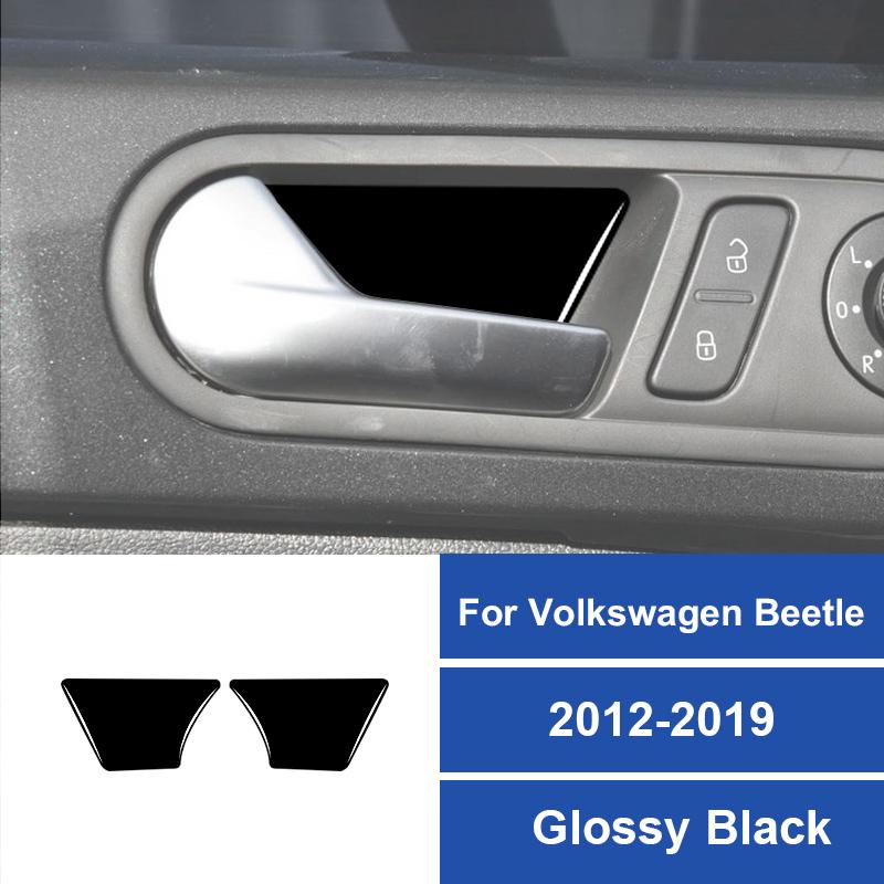 2PCS Real Carbon Fiber Car Inner Door Handle Bowl Panel Decorative Sticker For Volkswagen Beetle 2012-2019 Interior Accessories