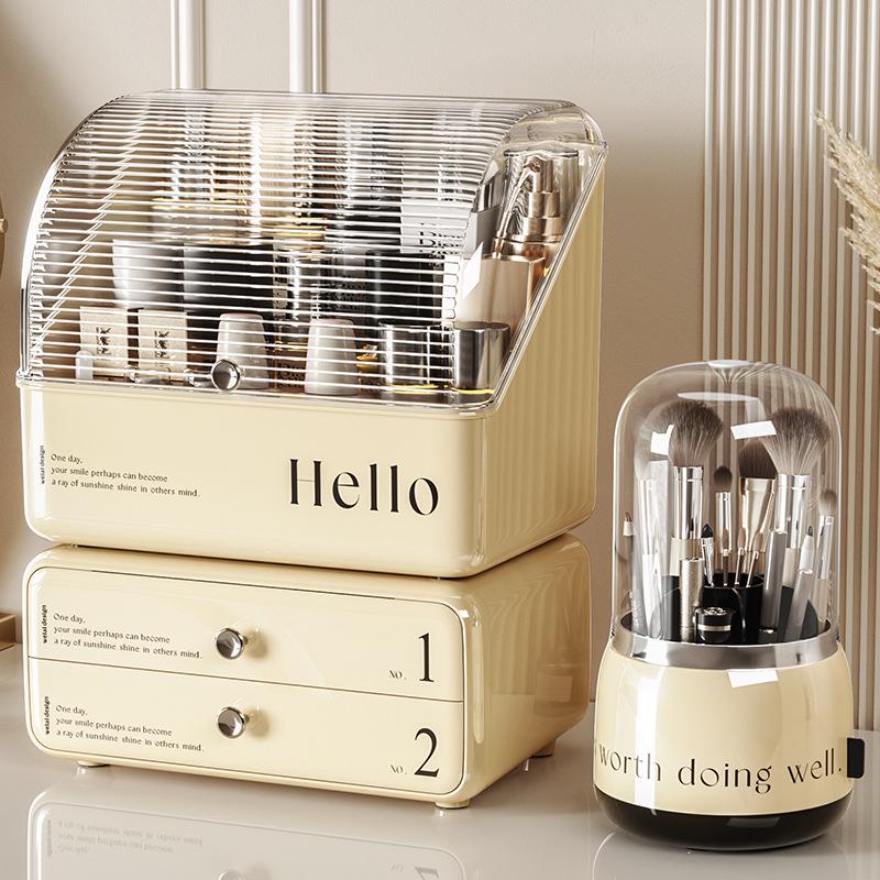 Dustproof Large-Capacity Cosmetic Storage Box for Lipstick & Skincare with Drawers