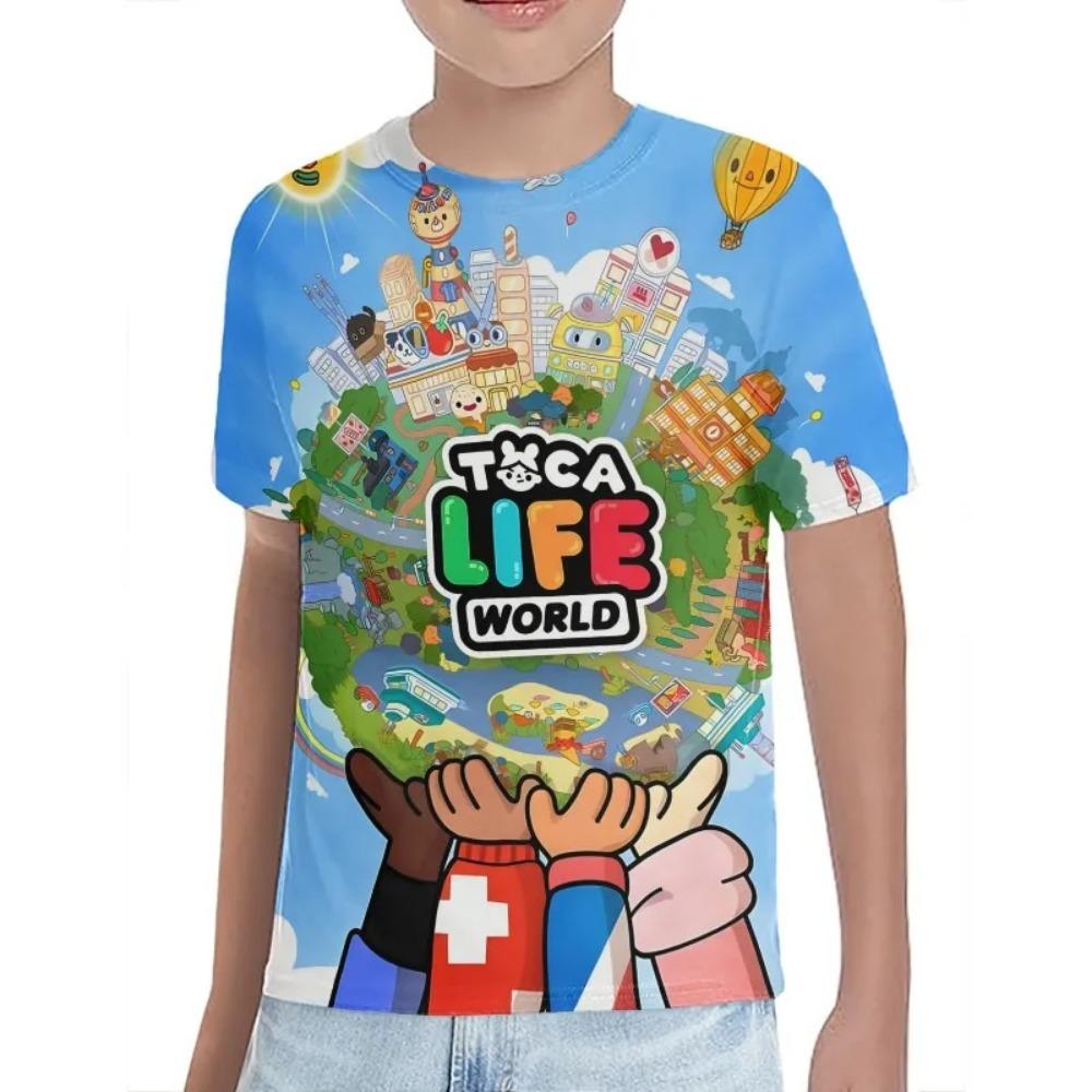 Summer Toca Life World 3D game Printed Kids T-shirt Casual Soft GAME Print Tee Fashion High Quality for Boys/girls Tees Anime T-shirt Cute Tops