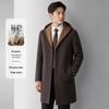 Men's Hooded Wool Windbreaker: Double-Sided, Medium-Length, Casual Jacket for Autumn and Winter