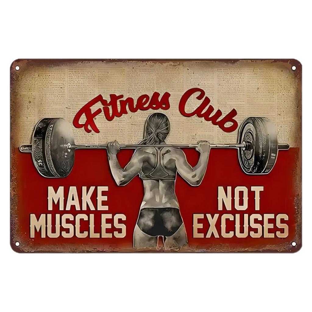 Lustige Metallschilder Deko Ohne Schmerz kein Gewinn Motivierende Fitness-Zitate Wandkunst für Wohnzimmer Schlafzimmer Fitnessstudio Metallblechschilder Vintage