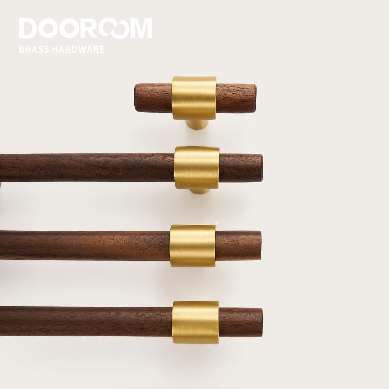 Dooroom Brass Black Walnut Furniture Handles Original Modern Nordic Pull Cupboard Wardrobe Dresser Shoe Box Drawer Cabinet Knobs