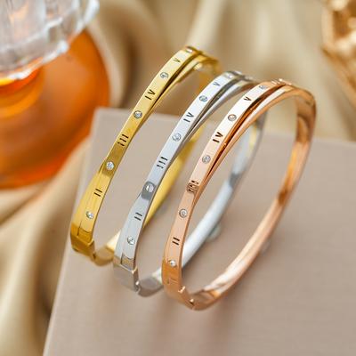 Fashion Titanium Steel Roman Numeral Bracelet For Women With Clasp Personality Ins Jewelry Non Fading