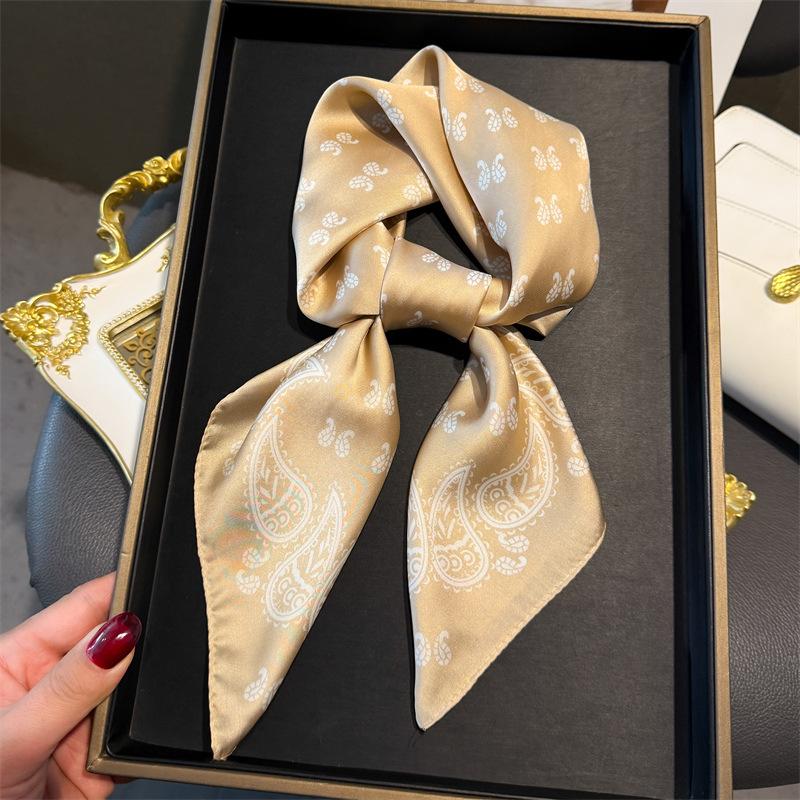 New Fashion Paisley Print Shawl Square Scarf for Women Soft Satin Wraps Neckerchief Female Hair Bands Ribbon Headband Bandana