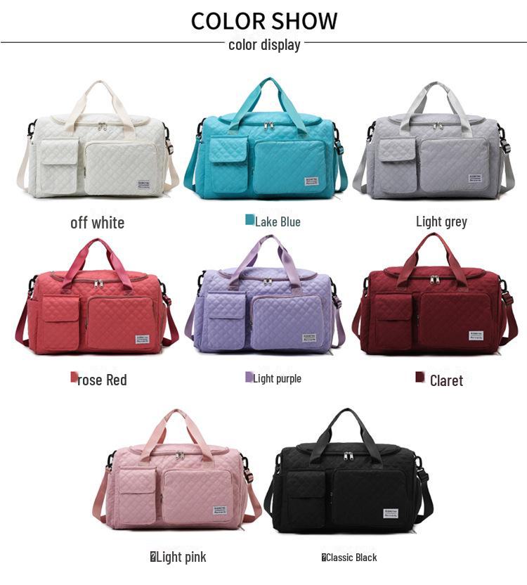 Resväska för utlandsresor: Rymlig, Lättviktig, Torr/Våt Separation, Skofack, Diamantrutigt Design.