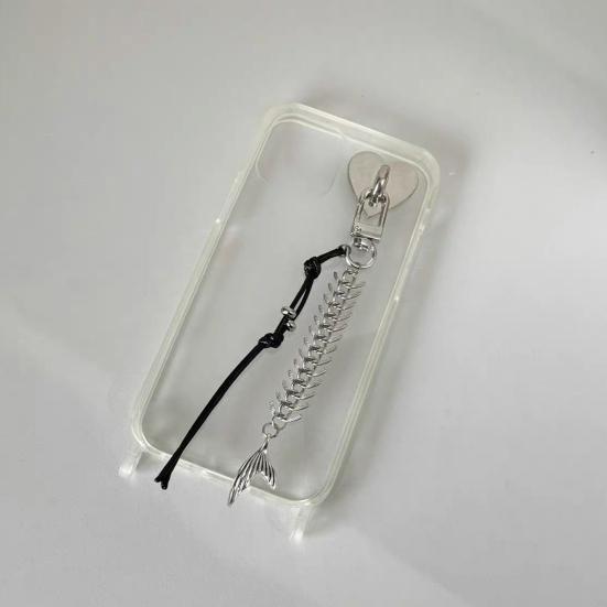 1/2/3Pcs Alloy Fishbone Keychain Pendant Black Rope Design Lightweight Key Chain Backpacks Cars Key Organizer Accessories