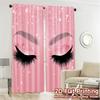 Set Of 2 Flat Printing Jit Curtains Without Rod Glamorous Lashes Pattern Popular Prints Room Curtain Sheer Polyester