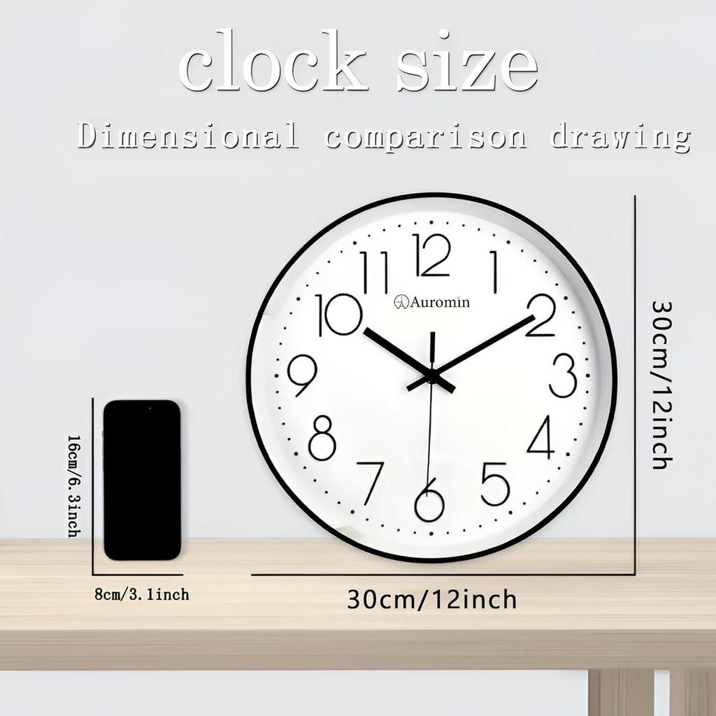 12 Inch Stylish Analog Wall Clock for Home | Wall Watch for Living Room, Bedroom, Office, and Kitchen | Decorative WallClocks Big Size for Hall Large
