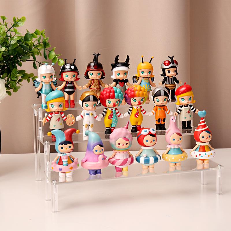 Acrylic Three-Tier Handheld Display Stand for Pop Mart Dolls, Jasmine Cosmetics, Wallets, and Jewelry