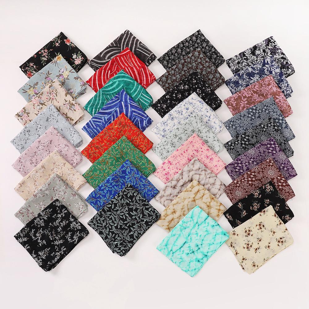 New Printed Hijabs Shawl Bubble Chiffon Hijabs Woman Design Flower Shawls Muslim Scarves Headscarf Wraps Turbans Long Scarves