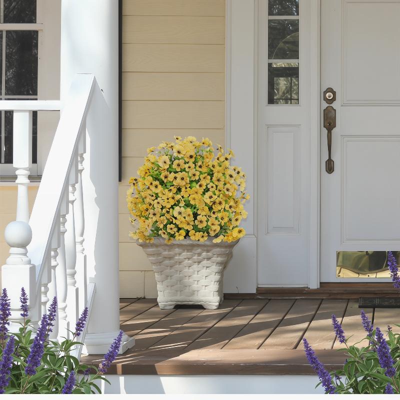 18 Inch Outdoor Faux Petunias Artificial Flowers with Ground Stake for Garden Decoration