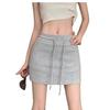 Women's Summer High-Waist Versatile A-Line Drawstring Sports Mini Skirt with Hip-Wrap Design