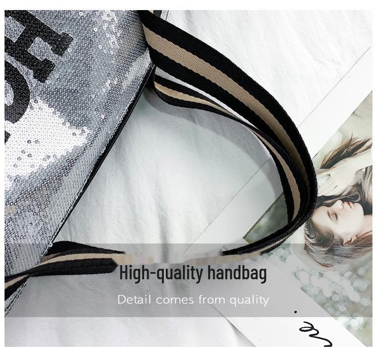 Large Capacity Sequin Travel Bag: Fashionable Letter Sports Yoga Shoulder Handbag