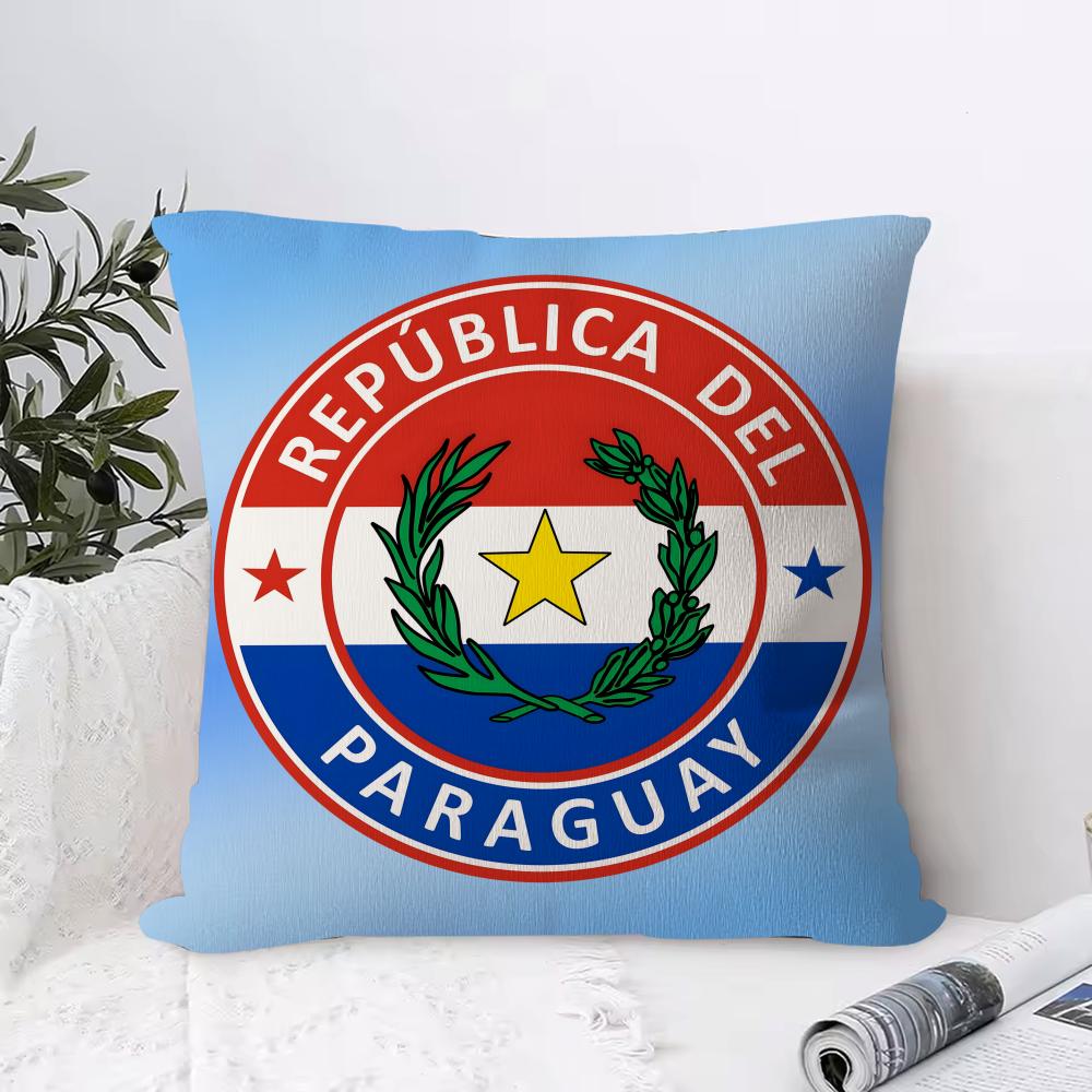 Paraguay PAR Flag Cushion Cover  Piece Short Plush Pillowcase Soft and Washable Mostly Used for Sofa Car