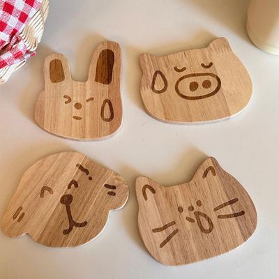 Sottobicchieri in Legno Carini Animali Cartoni Animati Isolanti Termici Tappetini da Tavola per Tazze da Caffè Tè Multifunzionali Decorazione Casa Accessori Cucina Ufficio