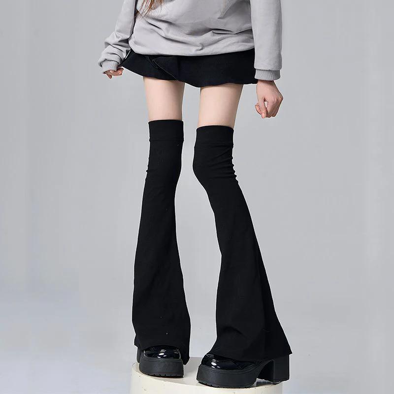 Y2K Elastizität Schlankmachende Kniestrümpfe Beinstrümpfe Japanischer Stil Spicy Femboy Über das Knie Hornförmige Bündchen Sexy Accessoires One Size black