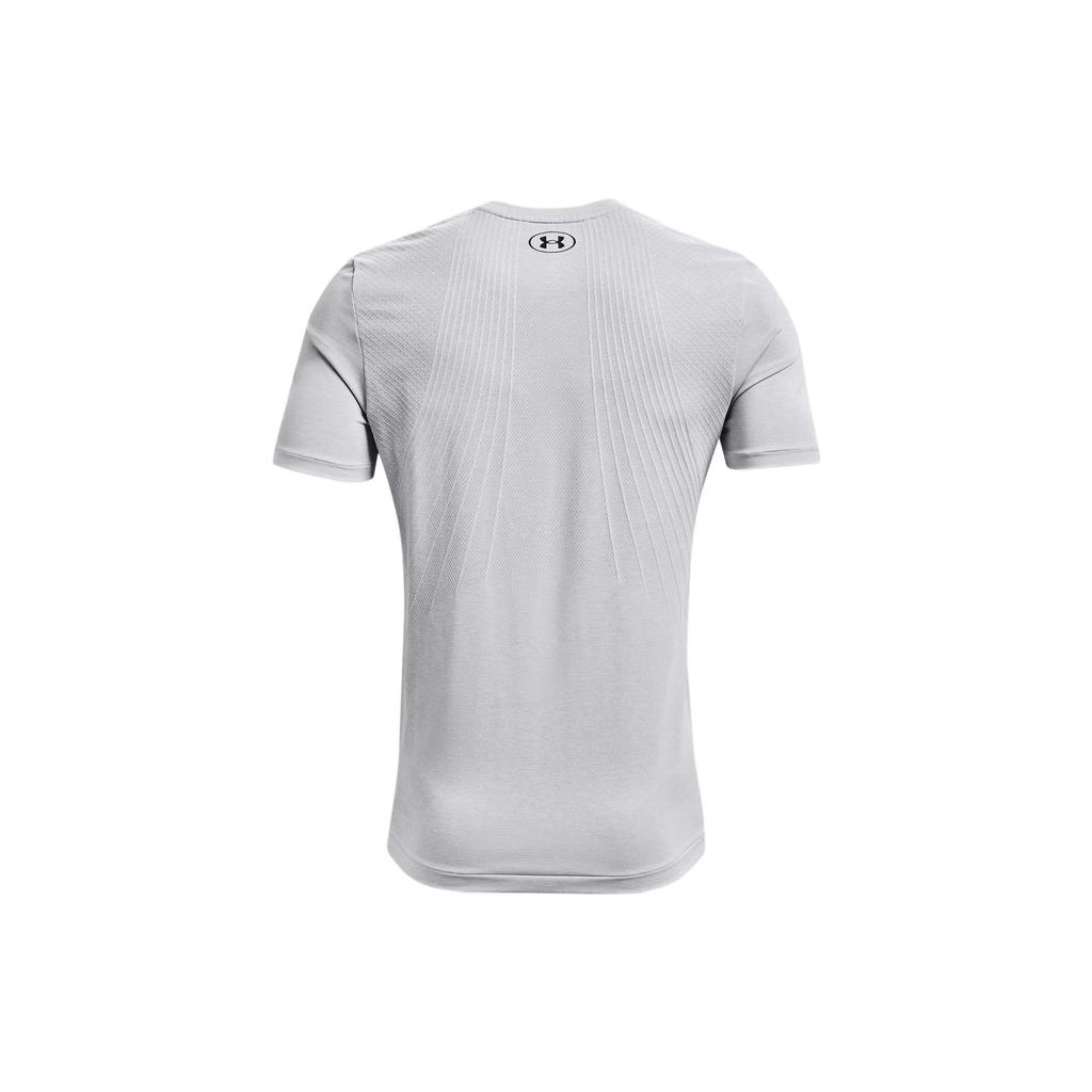 Under Armour Rush Series Solid Color Logo Training Slim Fit Printed T-Shirt Men Tops Halo-Gray 1361130-014