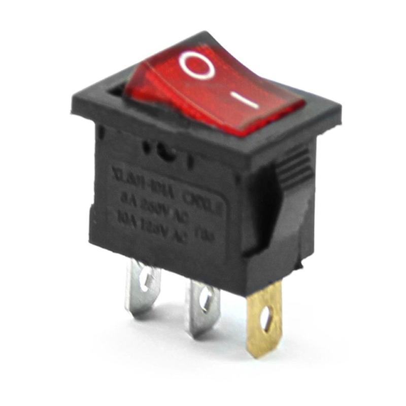 5Pcs 3 Pin Red ON-OFF SPST Snap In Boat Rocker Switch AC 6A/250V 10A/125V E335A6