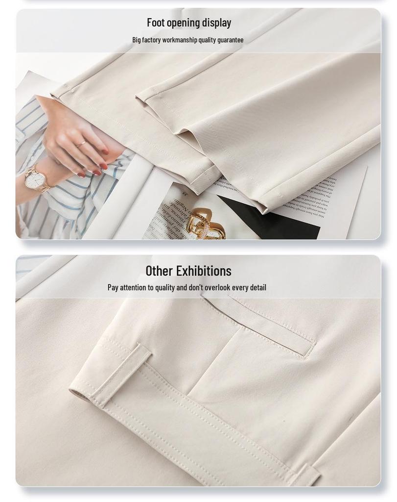 Apricot Women's Wide-Leg High-Waist Pants - Spring 2025 Slimming Straight-Leg Versatile Style