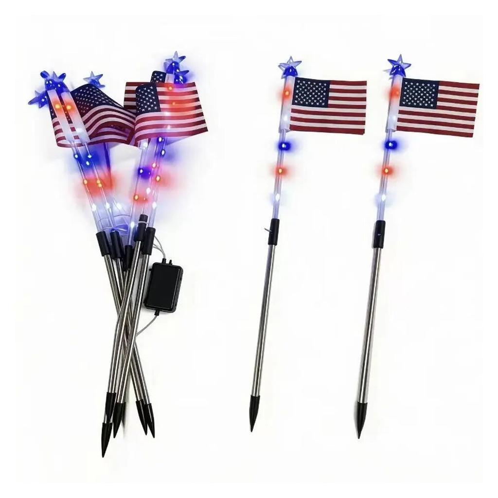 Solar Powered Flag Path-Lights Waterproof Eco Friendly Solar Powered & Auto Off Patriotic Holiday Celebrations