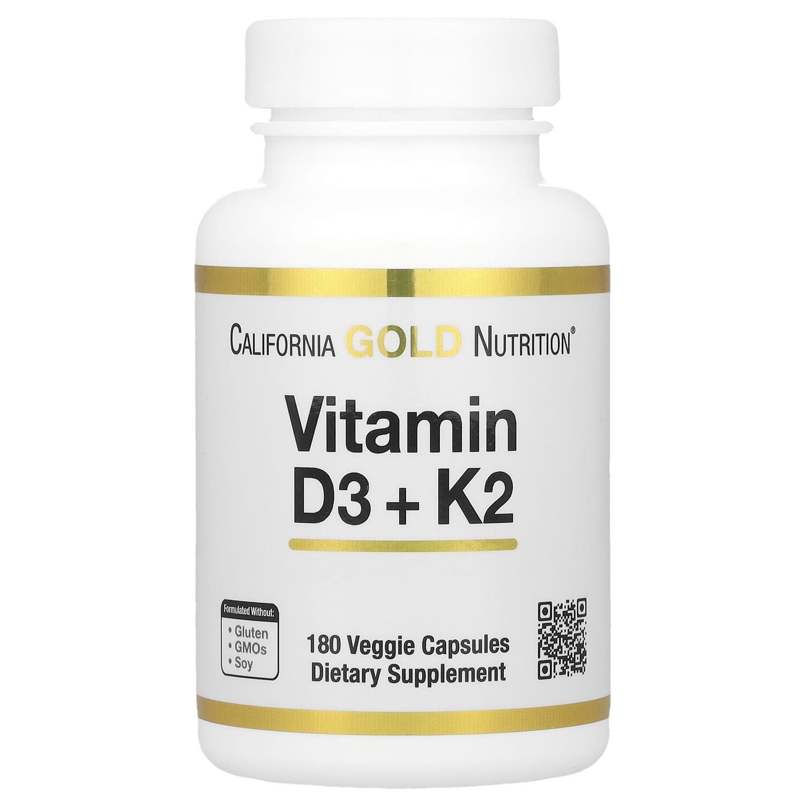 

Vitamin D3 + K2 (Mk-7), 180 Veggie Capsules