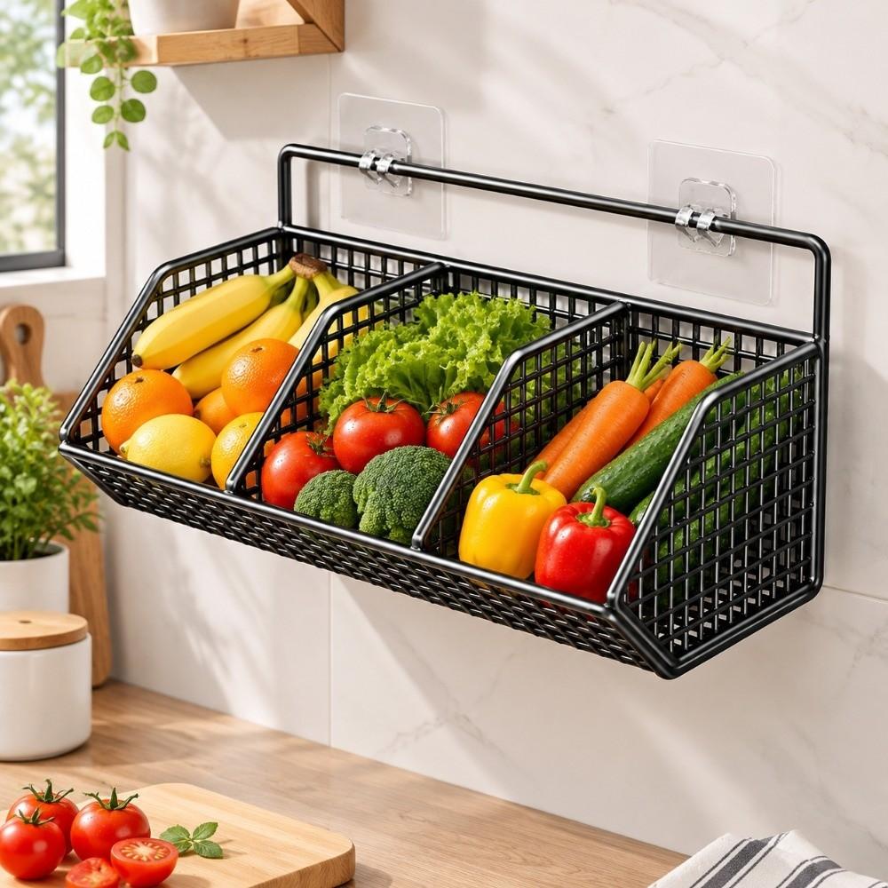 Metal Wire Kitchen Storage Basket Open Front Hanging Storage Basket Vegetable Storage Box Home Use
