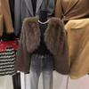 Europe, America, autumn and winter new imitation fox fur coat ultra-short artificial fur women's top shawl