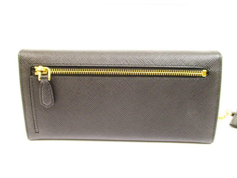 Authentic PRADA Saffiano Leather Ribbon Black Bifold Long Wallet Purse #6264 Refurbished