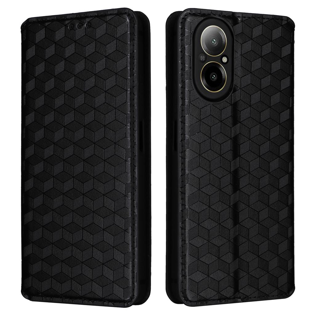 For Realme C67 4G/12 Lite 4G PU Leather Case Flip Wallet Rhombus Imprinted Magnetic Folio Cover