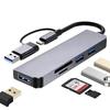 XuanGui C 5 w 1 Rozdzielacz portów USB C do USB 3 USB A i Rozszerzenie USB na kartę dla Kompatybilny z Komputerem stacjonarnym Ultra-cienki Koncentrator USB/USB, Adapter, Czytnik kart SD/TF,