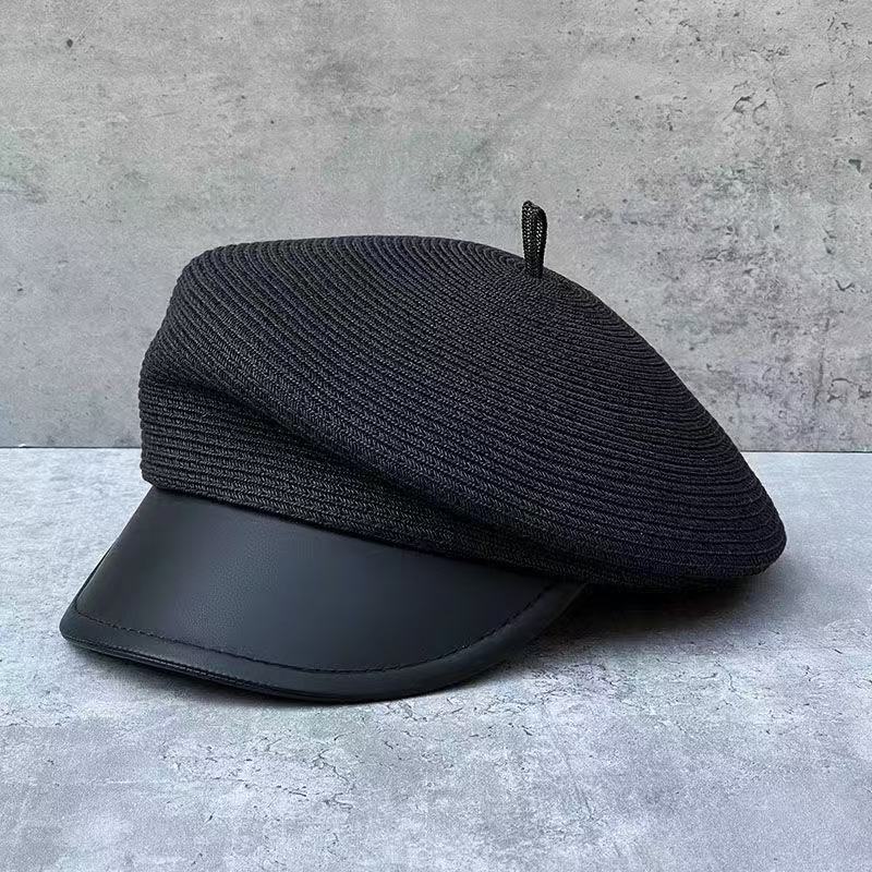 Béret en paille printanier pour femme - Chic français Élégant Unique et Amincissant Casquette Gavroche