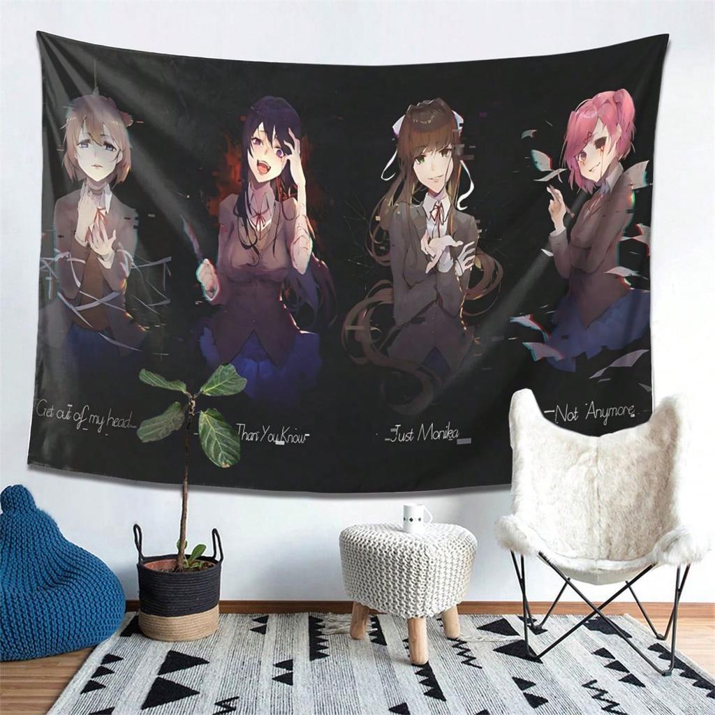 1 Stück Doki Doki Literature Club Wandteppich Vertikal Hängende Wanddekoration Lebendiger Druck Weicher Stoff Perfekt für Spielzimmer Studentenwohnheim Musik