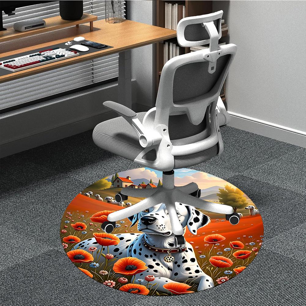 

1pc Dalmatian, Field Flowers Chair Carpet for Office, Soft Comfortable Mat For Office, Living Room, Bedroom, Machine Washable Carpet yy251112167 80cm by 80cm