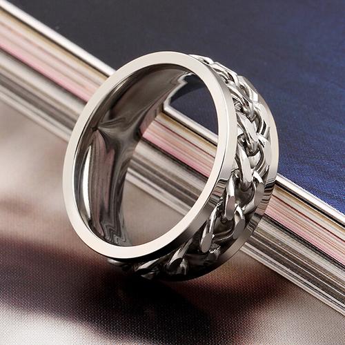 Smart Punk Chain Style Stainless Steel Band Ring Jewelry Couple Gift