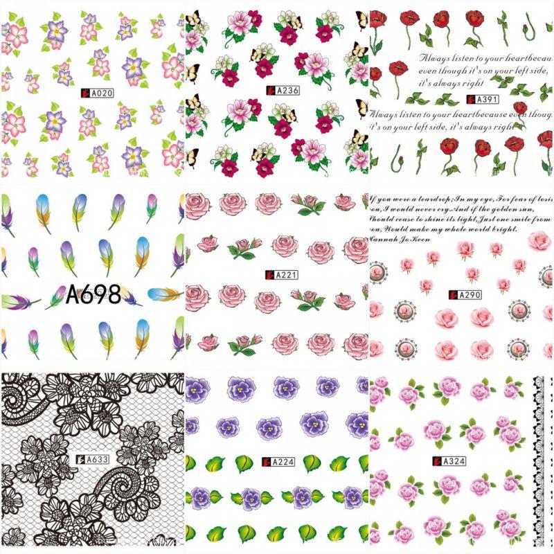 50 Sheets 3D DIY Nail Art Water Transfer Floral Manicure Tips Nail Sticker Decoration