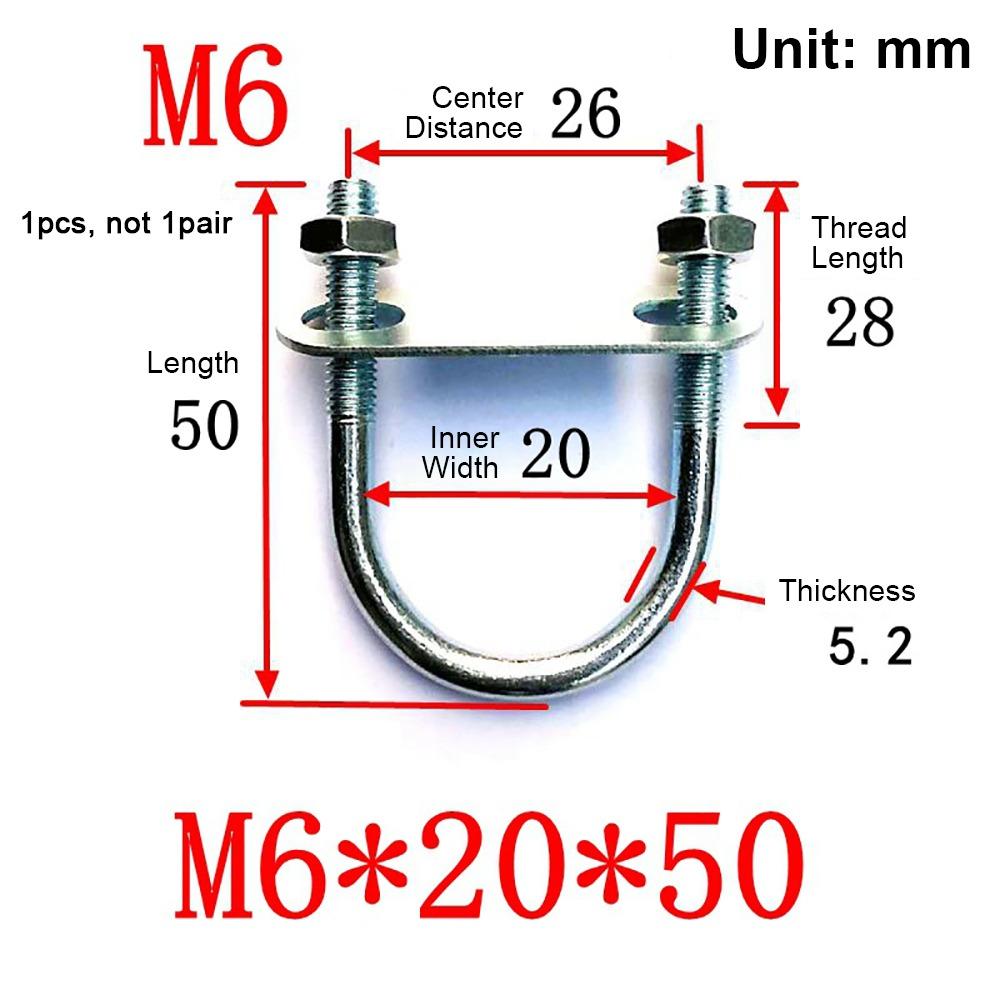 1Pcs New Galvanized Q235 Carbon Steel M8 Round Tube Clamp With Baffle Screws Round Bolt Pipe U-clamp for Round Tube