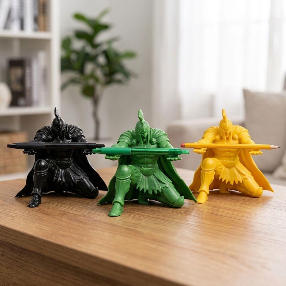 3D Printed Kneeling Knight Pen Rack Vintage Figurine Fountain Pen Holder  Birthday Gift
