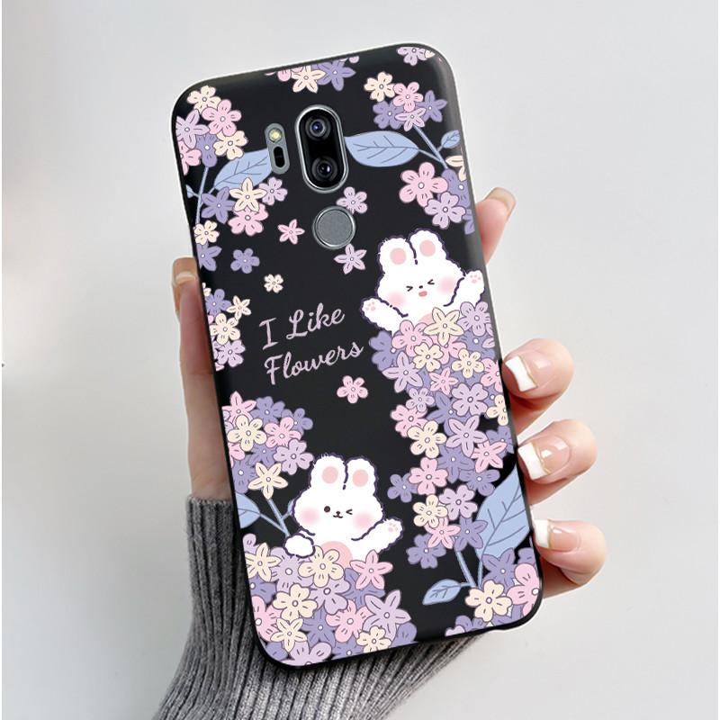 Case For LG G7 ThinQ Casing G710EM Cute Love Rabbit Funny Cartoon Ultra Slim TPU Black Silicone Soft Case LG G7 Plus Phone Cover