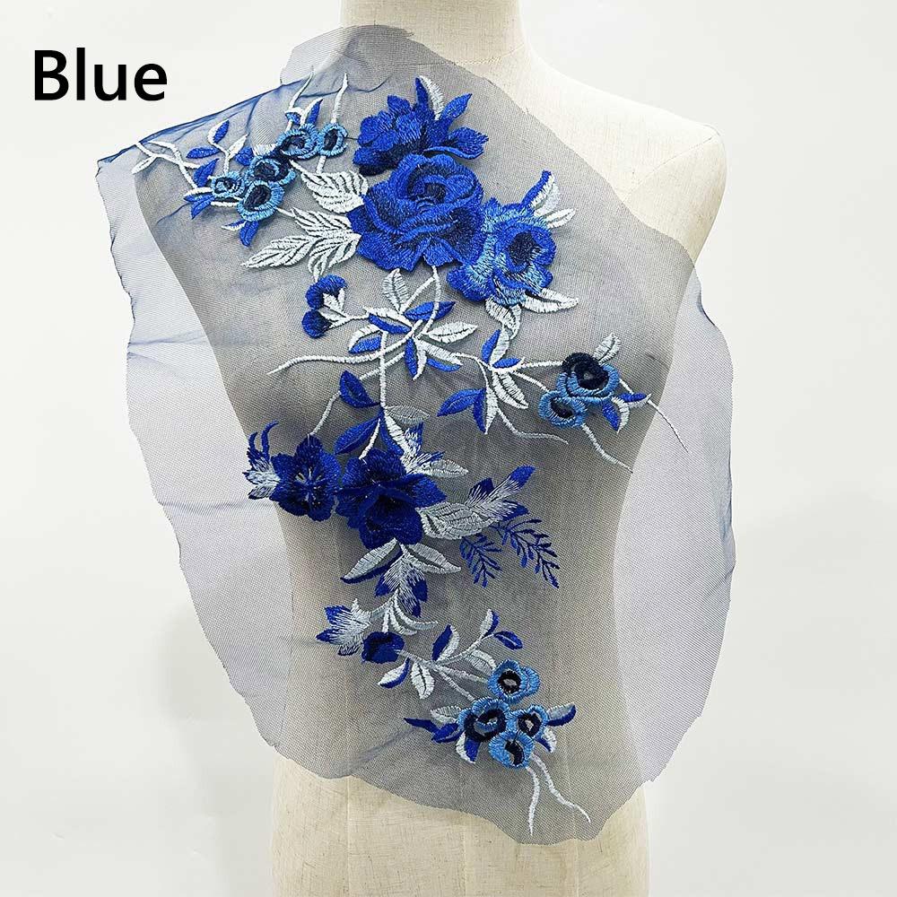 Síťované dno Květinové vyšívané nášivky 3D Květina Svatba Šaty Samolepky Scénické kostýmy