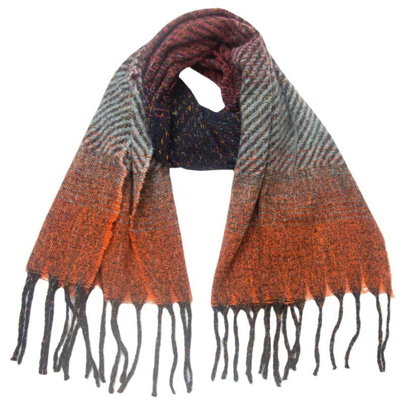 Color Tassel Warm Shawl Clip Winter Women's Autumn and Flower Gradient Scarf Keep