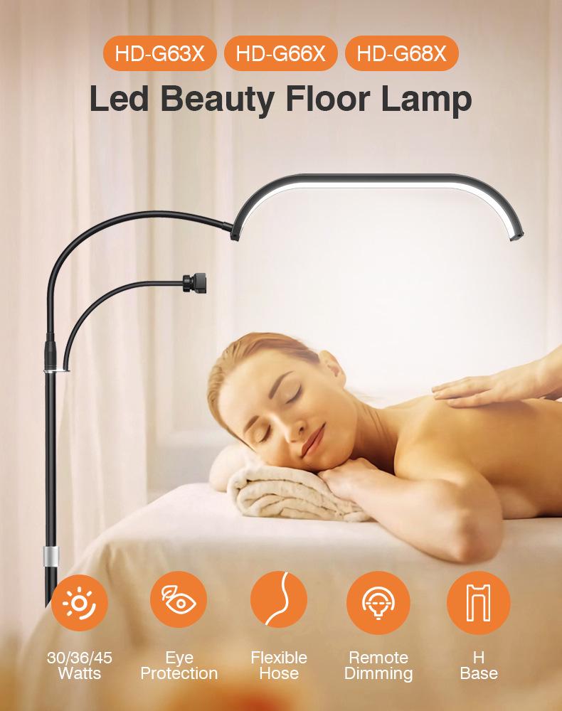 20" Curved Remote-Control Floor Roller Half-Moon Beauty Light 35W for Nail Art, Microblading, and Eyelash Extensions