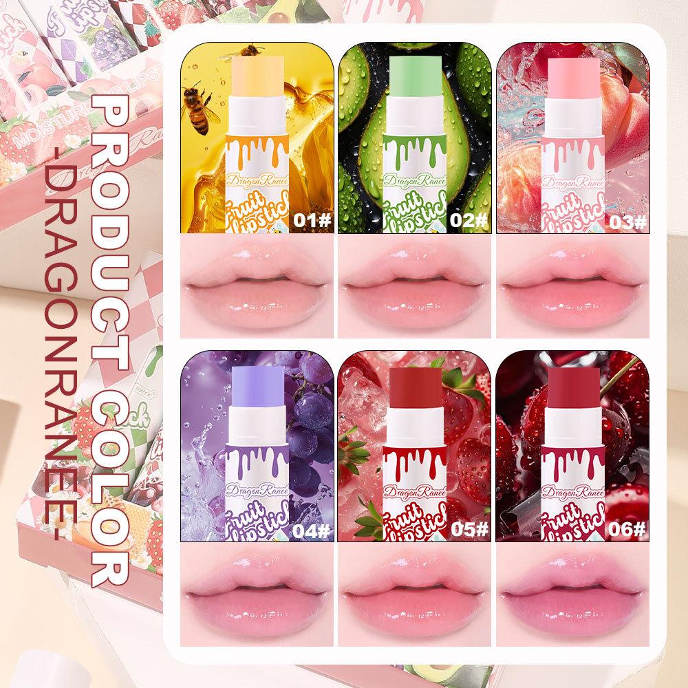 6Pcs Fresh Fruit Roll-On Lip Balm Moisturizing Clear Transparent Lip Oil Long Lasting Hydrating Lip Gloss Woman Makeup Cosmetics